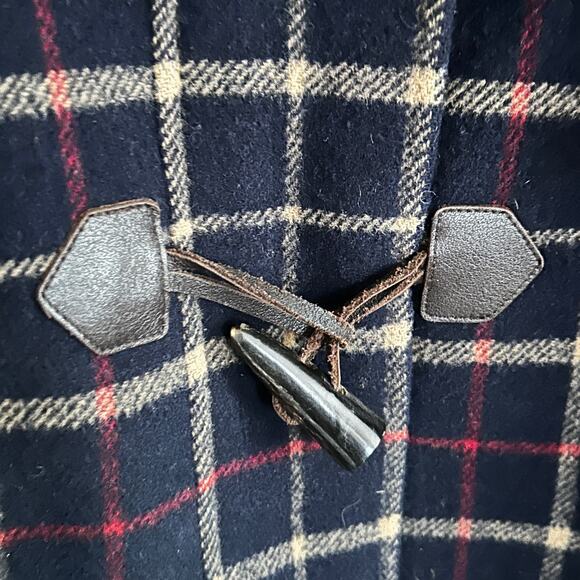Brooks Brothers Wool Plaid Duffel Coat 2 XS Blue Red Yellow Academia Prep Toggle - Picture 6 of 6